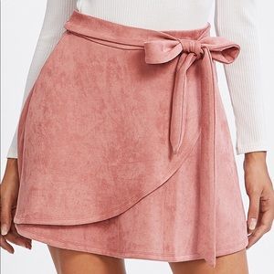 Self Belted Suede Skirt